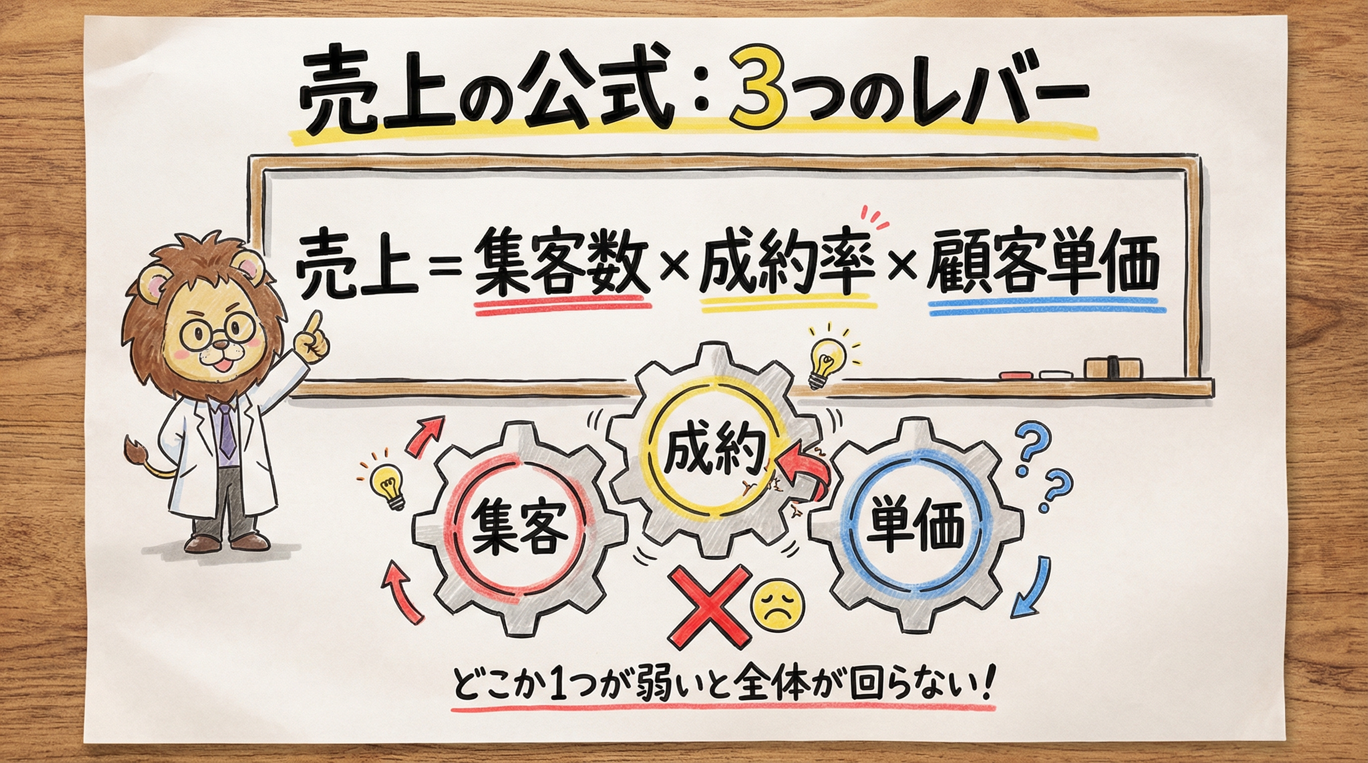 売上の公式と3つのレバー