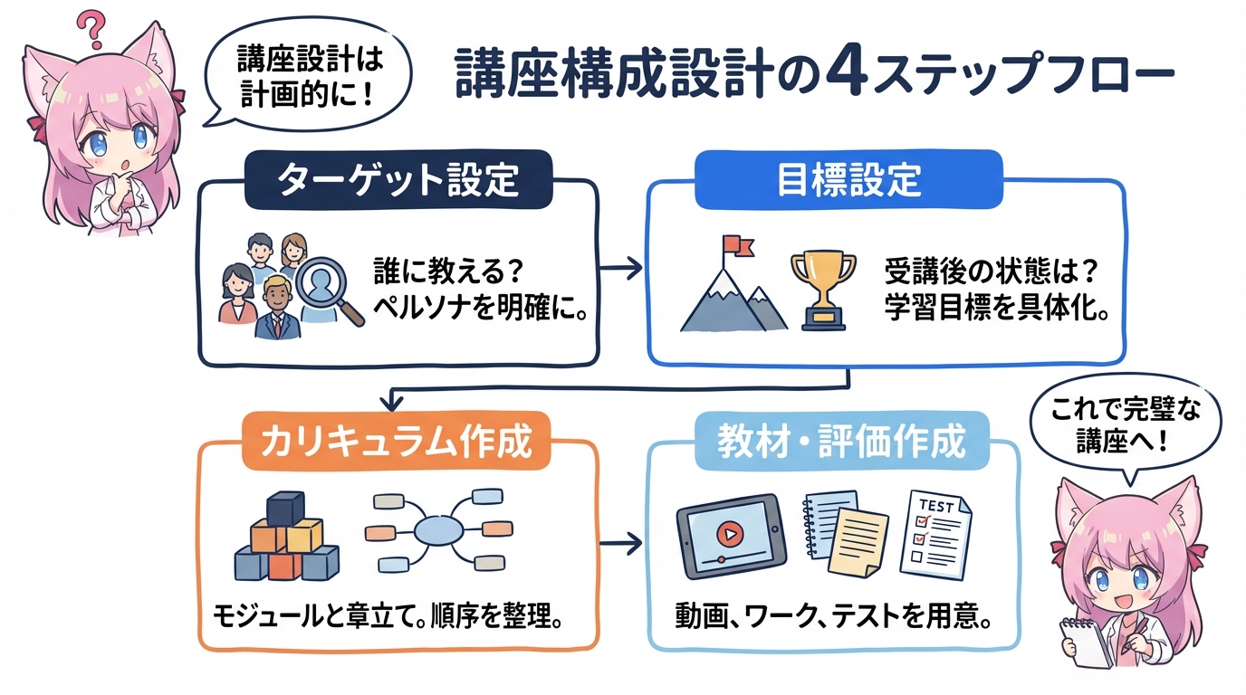 講座構成設計の4ステップフロー