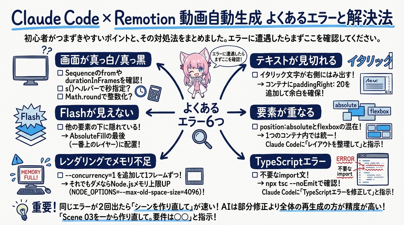 よくあるエラー6つと解決法のチェックリスト図